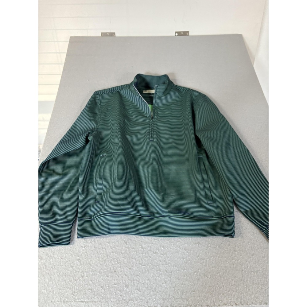 Donald Ross Sweater Mens Medium Green‎ Stripe Quarter Zip Golf Pullover Top